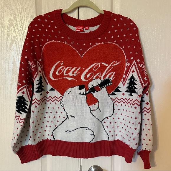 Coca Cola Sweaters - Coca Cola Polar Bear oversized Heart Sweater